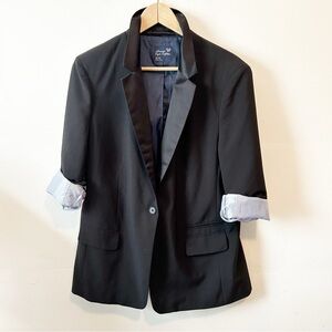 American Eagle Black Tuxedo Blazer Jacket Satin Collar Lined - Size XL